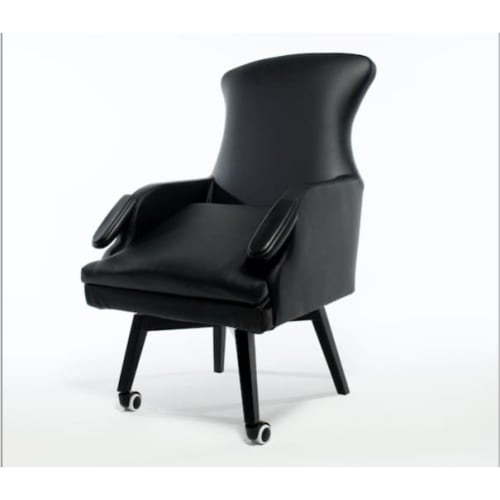 Dining Swivel-Caster Chair, Black